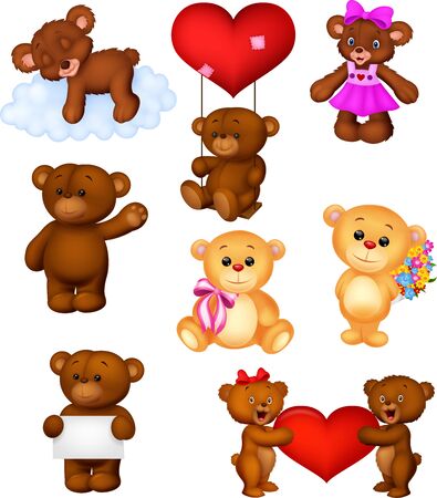 Vector illustration of Cartoon baby bears collection setのイラスト素材
