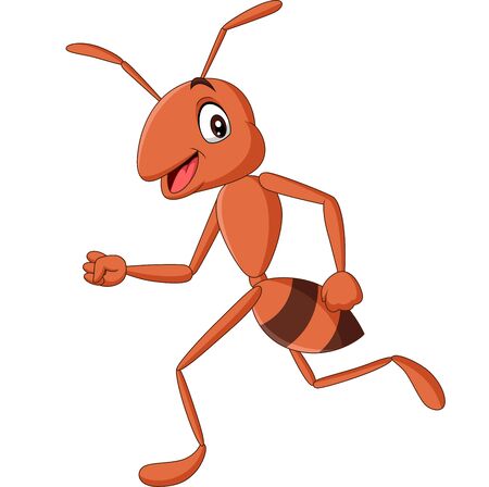 Vector illustration of Cartoon happy ant running isolated on white backgroundのイラスト素材