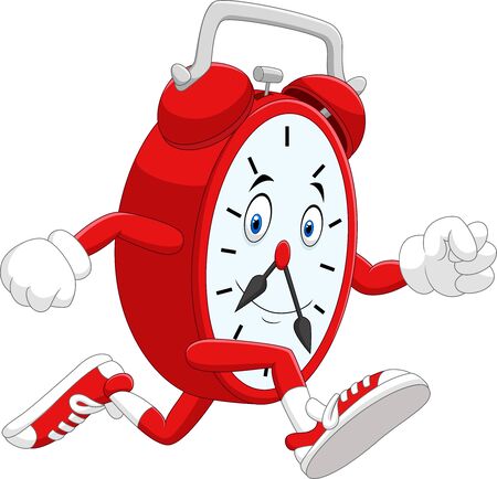 Vector illustration of Cartoon illustration of smiling clock runningのイラスト素材