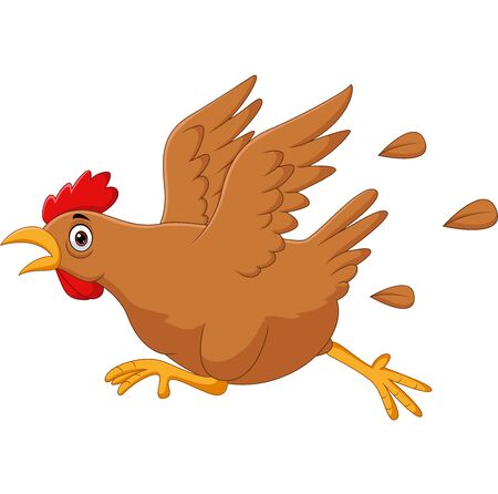 Vector illustration of Scared funny cartoon chicken runningのイラスト素材