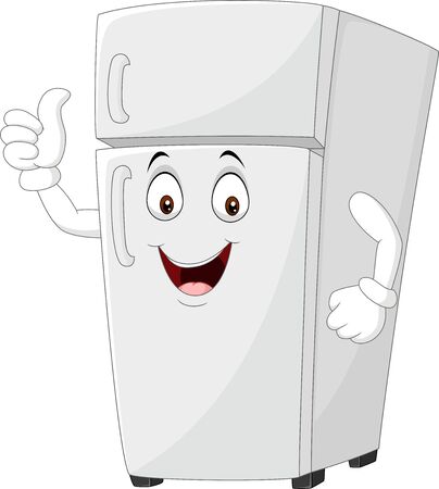 Vector illustration of Cartoon fridge mascot giving thumbs upのイラスト素材