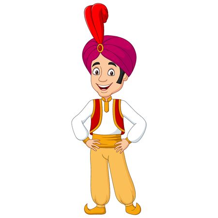 Vector illustration of Cartoon young aladdin posing on white backgroundのイラスト素材
