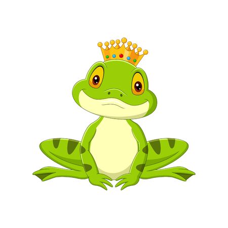 Vector illustration of Cartoon happy king frog on white backgroundのイラスト素材