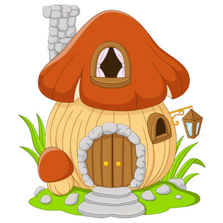 Cartoon fairy house mushroom on a white backgroundのイラスト素材