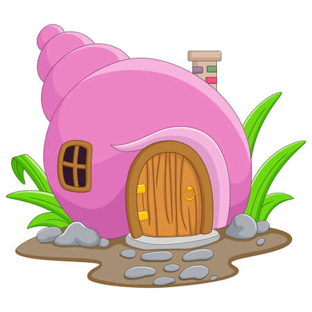 Cartoon Fairy house in the shape of a shellのイラスト素材