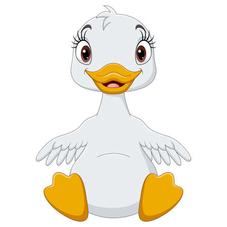 Cute baby duck cartoon sittingのイラスト素材