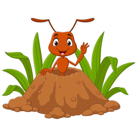 Cartoon ants in the ant hillのイラスト素材