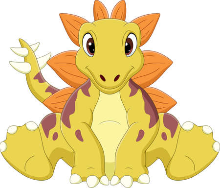 Cartoon baby stegosaurus dinosaur sittingのイラスト素材