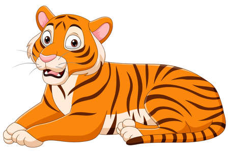 Cartoon tiger isolated on white backgroundのイラスト素材