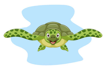 Cartoon sea turtle swimming in the oceanのイラスト素材