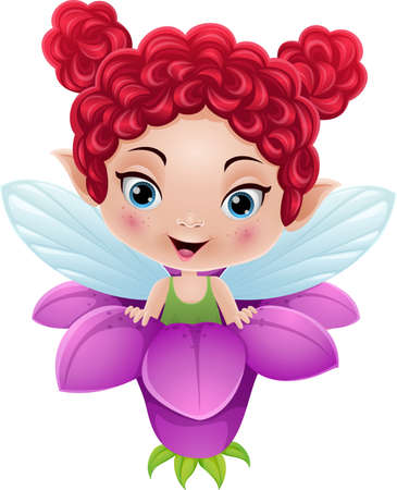 Cartoon fairy inside the flowerのイラスト素材