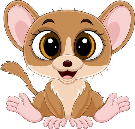 Cute little mouse lemur cartoon sittingのイラスト素材