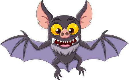 Cartoon bat flying isolated on white backgroundのイラスト素材