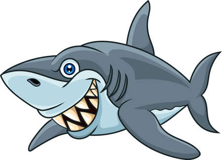 Cartoon shark isolated on white backgroundのイラスト素材