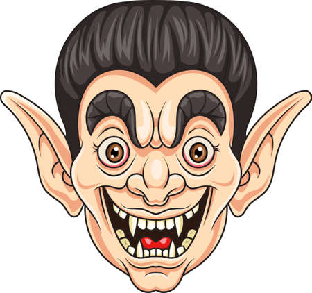 Cartoon vampire head isolated on white backgroundのイラスト素材
