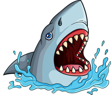 Cartoon shark with open jawsのイラスト素材
