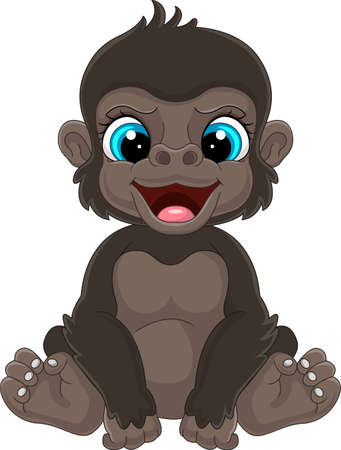 Cartoon cute baby gorilla sittingのイラスト素材