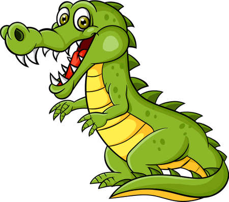 Cartoon funny crocodile isolated on white backgroundのイラスト素材