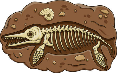 Illustration of cartoon dinosaur fossilのイラスト素材