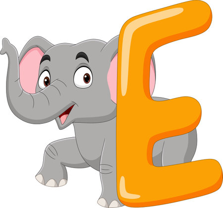 Alphabet letter E for Elephantのイラスト素材