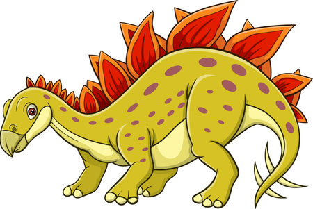 Cartoon stegosaurus on white backgroundのイラスト素材