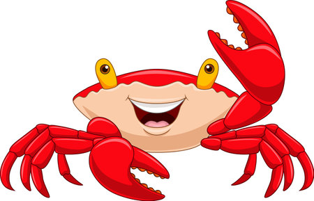 Cartoon happy crab on white backgroundのイラスト素材