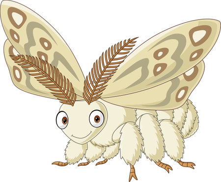 Cartoon moth insect on white backgroundのイラスト素材