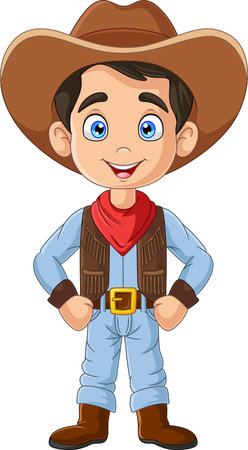 Cartoon happy cowboy on white backgroundのイラスト素材