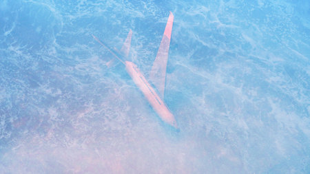 Aerial view of a red fish in the sea. 3d renderingの写真素材