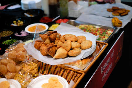 Various delicious Indian foods laid down on table 2の写真素材