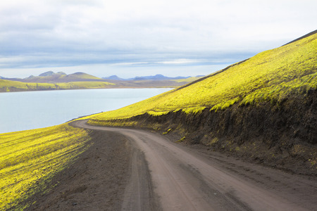 Frostasta?avatn, a lake in Iceland. It is situated in the Highlands of Iceland, not far from the famous mountains of Landmannalaugar and the volcano Hekla.の写真素材