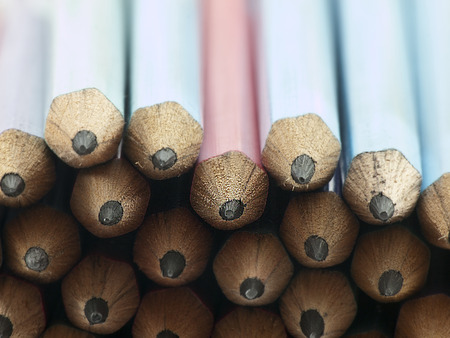 The pile of pencils in selective focusの写真素材