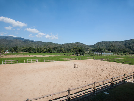 Horse training ground, located in the vegetable patch. And natural beautyの写真素材