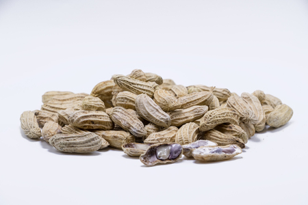 Boiled beans are located in the white background.