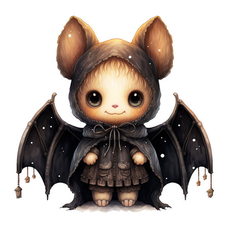 Cute cartoon baby bat isolated on white background. Vector illustration.の素材