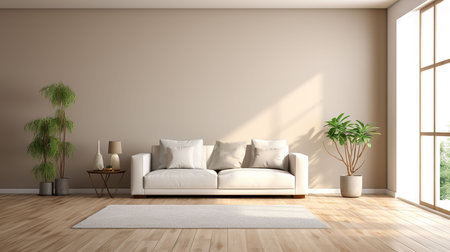 interior with white sofa. 3d rendered illustration mock-upの素材