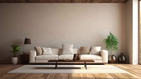 interior with white sofa, 3d render illustration mock up designの素材