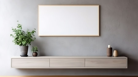 Mock up poster frame in modern interior background, 3d renderの素材