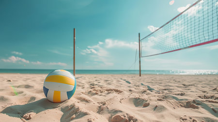 Volleyball ball on the beach. Concept of summer sport.の素材