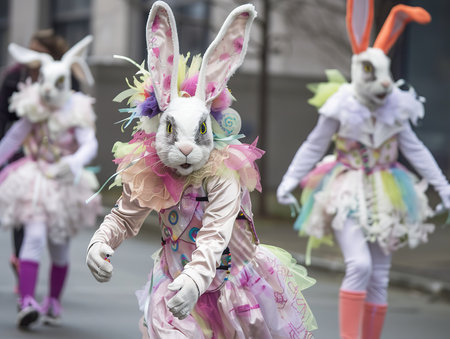 Easter Whimsy, Joyful Parade of Bunny Costumes and Spring Festivitiesの素材