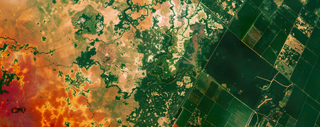 Satellite imagery analysis for crop health global view on local farming precision from spaceの素材