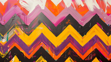 Chevron patterns zigzagging lines in bold colors dynamic and modern energyの素材