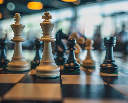 The strategic intricacies of a casino chess tournament a battle of wits amidst the whirl of luck based gamesの素材