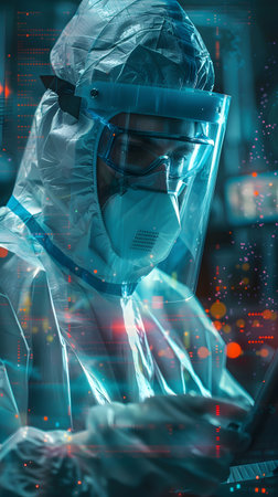 A public health detective investigates a disease that spreads through digital screens blurring the lines between technology and biologyの素材