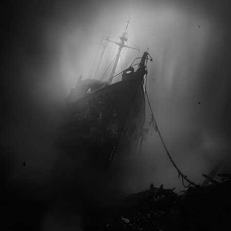 The Black Ghost whispers secrets of the sea to those who dare approach tales of lost ships and sunken cities heard only on foggy nightsの素材