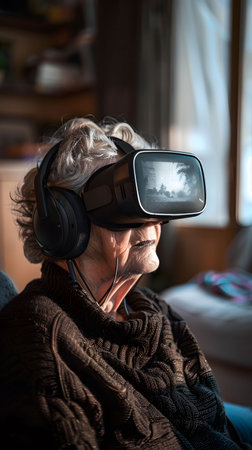 A therapy that uses virtual reality to age patients temporarily offering a perspective on life and mortality that changes their presentの素材