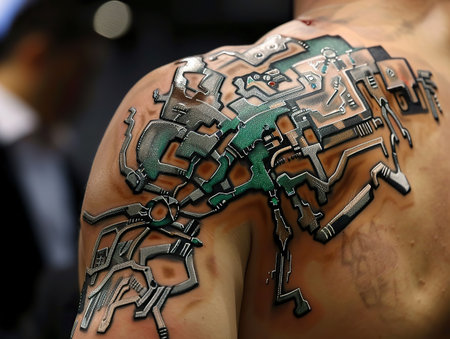 Smart tattoos that monitor health and display vital stats, wearable tech becomes body artの素材