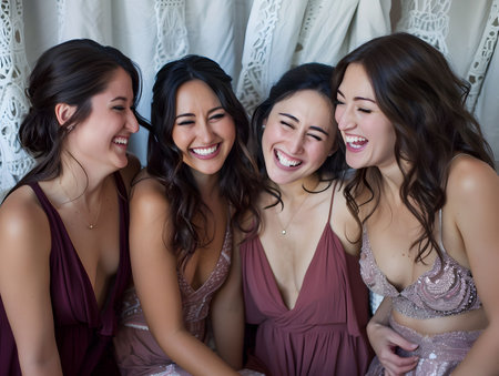 Bridesmaids joy, support and tears, sisterhood of the heartの素材