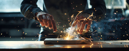 Electromagnetism experiment, invisible forces visualized, sparks and fieldsの素材