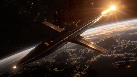 Rocket, Alien World, Galactic Exploration, Limitless Possibilities, 3D Render, Backlighting, Depth of Field Bokeh Effect, Dutch angle viewの素材